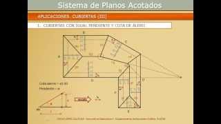 Sistema de Planos Acotados Cubiertas 01 Igual pendiente y cota de alero [upl. by Sissy]