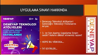 Deneyap Teknoloji Atölyeleri 3 Aşama Uygulama Sınavı Detaylı Anlatım [upl. by Chesney]