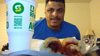 SUBWAY Meatball Sub Mukbang [upl. by Cornela719]