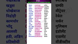 Negative नकारात्मक words for men shorts ewdS141 [upl. by Nonnel]