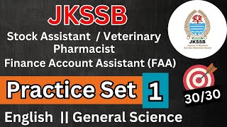 Practice Set 1  English amp General Science JKSSB Finance account Assistant  By Ishaan Gupta [upl. by Nelehyram]