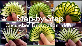 Step by Step Cucumber Decoration ideas My 5  2 Easy Cucumber Carving Tips for Beginners [upl. by Llenrod350]