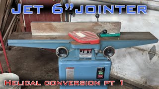 Jet 6quot jointer helical cutter head conversion pt 1 [upl. by Lilybel282]