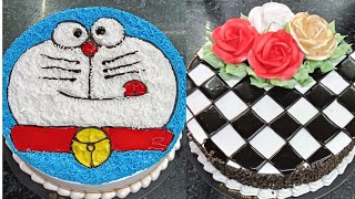 Doraemon fancy black press design white and black combination tutorial best design easy eggless [upl. by Viafore]