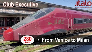 From Venice to Milan with the fast train 280kmh Italo Treno Club Executive  Vending Machines 4K [upl. by Panthia]