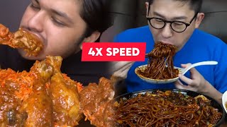 2 Male mukbangers 4x speed eating  male mukbangers  Speedy mukbang [upl. by Anees]