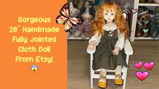 Handmade Cloth Doll Fully Jointed From Etsy Unboxing amp Review [upl. by Fransisco]