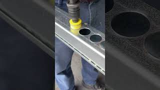 Starrett Cordless smooth cut holesaw cutting sheet metal trunking [upl. by Ahsircal]