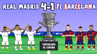 REAL MADRID 41 FC BARCELONA  HIGHLIGHTS  Spanish Super Cup final parody Vinicius Rodrigo Goals [upl. by Yelha]