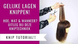 GELIJKE LAGEN KNIPPEN  UITLEG BASIS KNIPTECHNIEK amp TUTORIAL  Dazzling Beauty [upl. by Gnouv406]