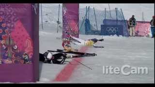 Sochi Winter Olympics Ski Cross  Massive Fall At Finish Line [upl. by Ybbed]