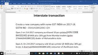 GST transaction with other state [upl. by Nasas716]