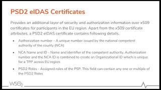 Security for Open Banking and PSD2 through eIDAS WSO2 Webinar [upl. by Yrocej]