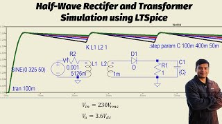 Halfwave Rectifier and Transformer Simulation using LTSpice  Transformer Modelling Explained [upl. by Lyn]