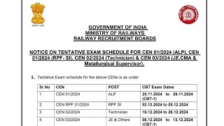 RAILWAY loco pilot RPF SI JE Loco Pilot Je Exam Date Out । rrb exam calendar 202425 [upl. by Leahcimnaj]