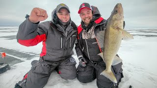 Ice Fishing Before a Winter Storm on Mille Lacs for Walleye  In Depth Outdoors TV S17 E5 [upl. by Acinod]