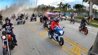 GAS STATION RUSHED BY COPS DIRT BIKES GET STUCK [upl. by Yetty293]