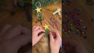 Cute amp Easy DIY Clothespin Christmas Tree Ornaments Tutorial  Christmas  Ornament  Decor [upl. by Rebmaed]