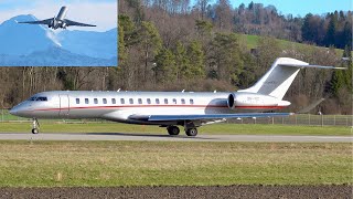 Bombardier Global 7500 Powerful TakeOff and Majestic Swiss Alps [upl. by Sert]