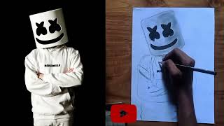 Marshmello Drawing  Pencil drawing [upl. by Sumaes617]