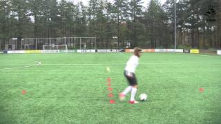 Performance training Knieheffen  dribbelen binnenkant voet buitenkant voet links [upl. by Julina]