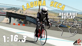 Assetto Corsa  Laguna Seca  Hotlap  1163  Road Bike  3rd Person camera [upl. by Yeslek]