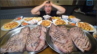 quotTRULY IMPOSSIBLEquot 20LB STEAK CHALLENGE Worlds Biggest Steak Challenge  Joel Hansen [upl. by Skcirdnek963]