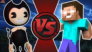 BENDY vs HEROBRINE Bendy and The Ink Machine vs Minecraft Cartoon Fight Club Bonus Explanation [upl. by Ydnac]