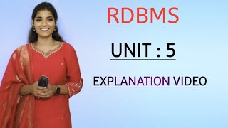 RDBMS  UNIT 5  FULL EXPLAINATION  10 MARKS  OU  SEMESTER  3  💯 PASS‎ shivanipallela [upl. by Ok]