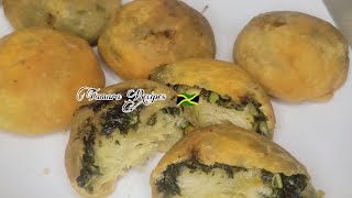 How to Make Jamaican Stuff Callaloo Fried Dumpling  Caribbean Stuffed Dumplings [upl. by Nehtanhoj]