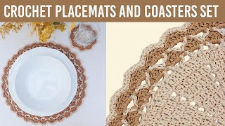 Easy Crochet Placemats and Matching Coasters Tutorial [upl. by Flint154]