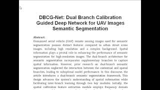 DBCG Net Dual Branch Calibration Guided Deep Network for UAV Images Semantic Segmentation [upl. by Epps144]