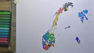 Drawing Norway counties flag map  Norway regions flags  Tegning av Norges fylker flaggkart [upl. by Llirret697]