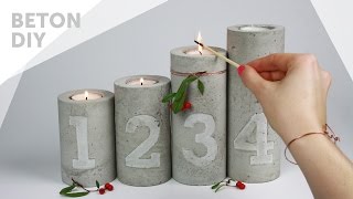 DIYBeton Kerzenständer mit Zahlen Prägung  Adventskranz  concrete candle holders with embossing [upl. by Riva]