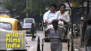 Handpulled rickshaws in City of Joy  Kolkata [upl. by Adner]