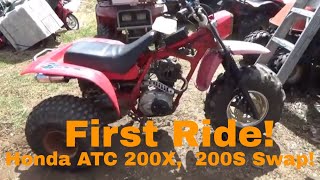 First Ride 1984 Honda ATC 200X With 200S Engiine Conversion [upl. by Asilla993]