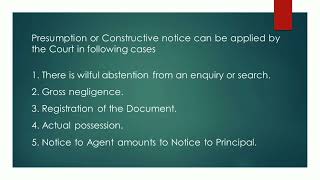 doctrine of Notice Sec 3 of transferofpropertyact 1882 kslu [upl. by Brechtel]