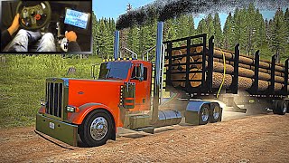 Straight Piped 379 Peterbilt Logging  Big Cummins Power ATS American Truck Simulator Gameplay [upl. by Va706]