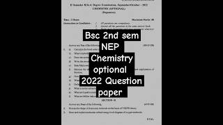 Ranichannamma University Belagavi Bsc 2nd sem NEP Chemistry Optional 2022 Question paper trending [upl. by Peria]