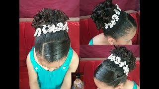 PEINADO PARA NIÑAS RECOGIDO ELEGANTE FÁCIL Y BONITO TRENZAS NMBA [upl. by Riannon]