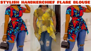 How to cut and sew this simple blouse with handkerchief flare design [upl. by Ronal]