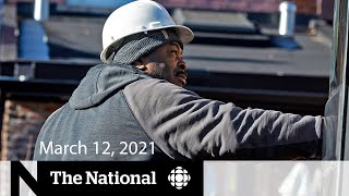 CBC News The National  Canada added 259000 jobs in February  March 12 2021 [upl. by Mcconnell]