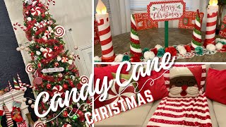 Christmas Home Tour 2023 Candy Cane Christmas Tree  Candy Cane Themed Christmas Decor [upl. by Pillyhp]