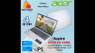 Acer Aspire A31535C6ML with Intel Celeron N4500 and Full HD and Slot NVME [upl. by Demmahom]