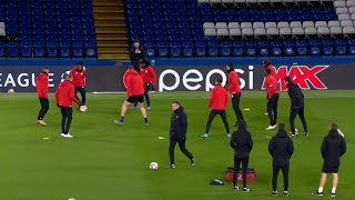 LOSC Lille squad train at Stamford Bridge ahead of Chelsea Champions League clash [upl. by Nnaeirual501]