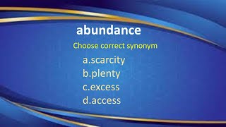 Aptitude test  Synonyms  abundance  English vocabulary [upl. by Meta]