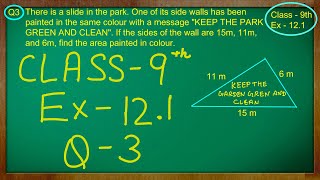 Class  9th Ex  121 Qno  3  Herons Formula Solution CBSE NCERT [upl. by Laro969]