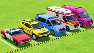 DACIA VOLSKWAGEN AUDI POPLICE CARS and MERCEDES FORD AMBULANCE EMERGENCY TRANSPORT REVRSE FS22 [upl. by Gino754]