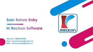 Sale Return Entry In Reckon Software [upl. by Etireugram]