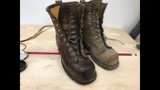 How To Polish Leather Work Boots Chippewa Loggers [upl. by Leirbma47]